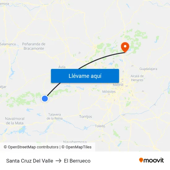 Santa Cruz Del Valle to El Berrueco map