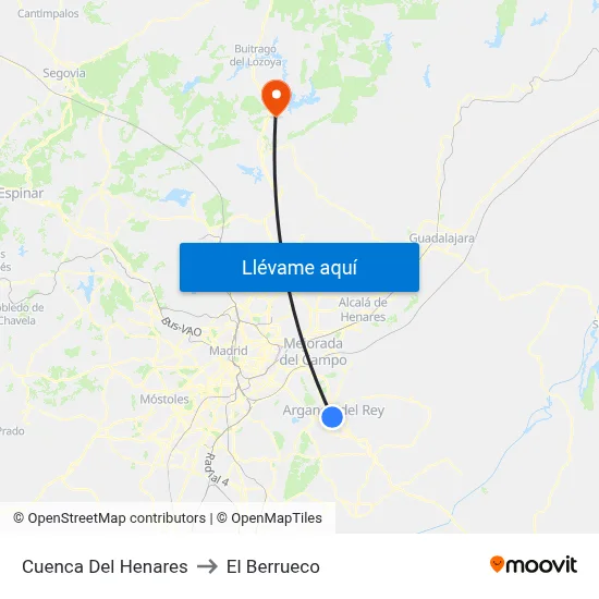 Cuenca Del Henares to El Berrueco map