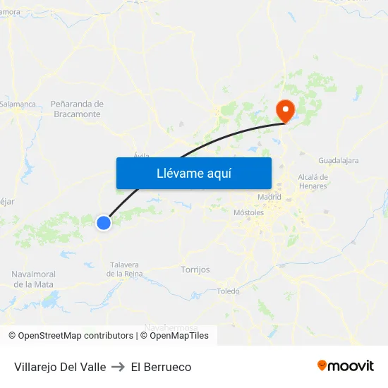 Villarejo Del Valle to El Berrueco map