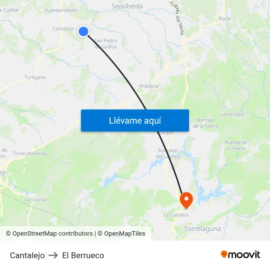 Cantalejo to El Berrueco map