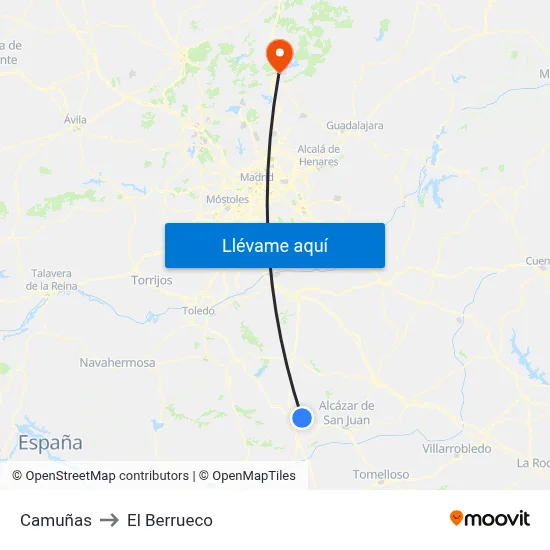 Camuñas to El Berrueco map