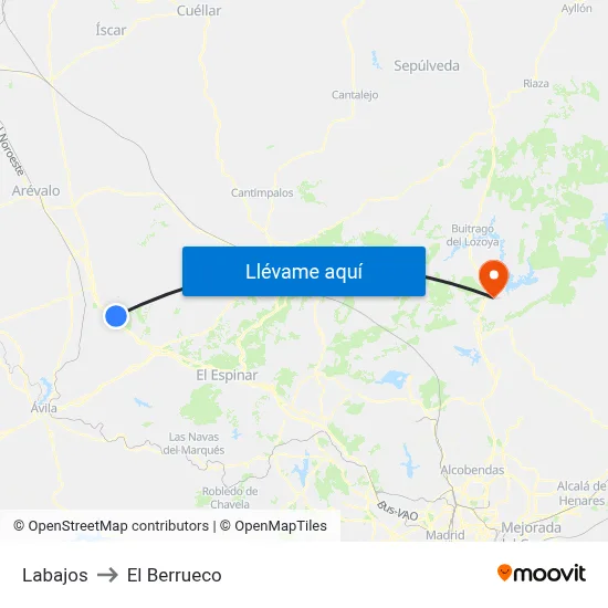 Labajos to El Berrueco map