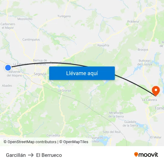 Garcillán to El Berrueco map