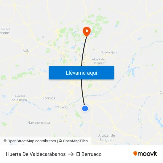 Huerta De Valdecarábanos to El Berrueco map
