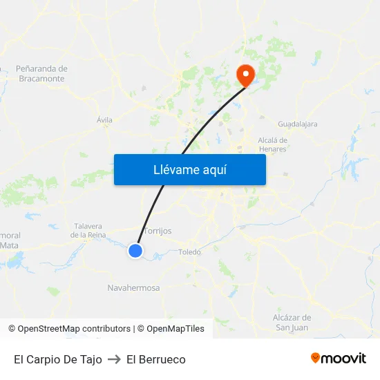 El Carpio De Tajo to El Berrueco map