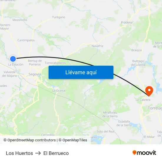 Los Huertos to El Berrueco map