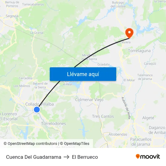 Cuenca Del Guadarrama to El Berrueco map