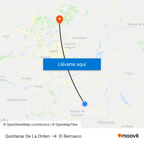 Quintanar De La Orden to El Berrueco map