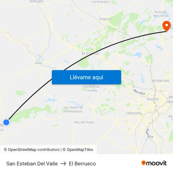 San Esteban Del Valle to El Berrueco map