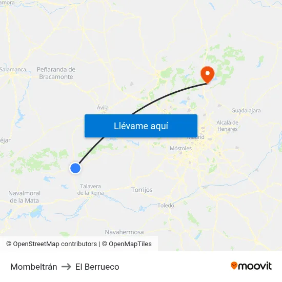 Mombeltrán to El Berrueco map