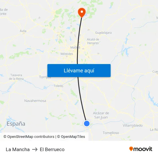 La Mancha to El Berrueco map