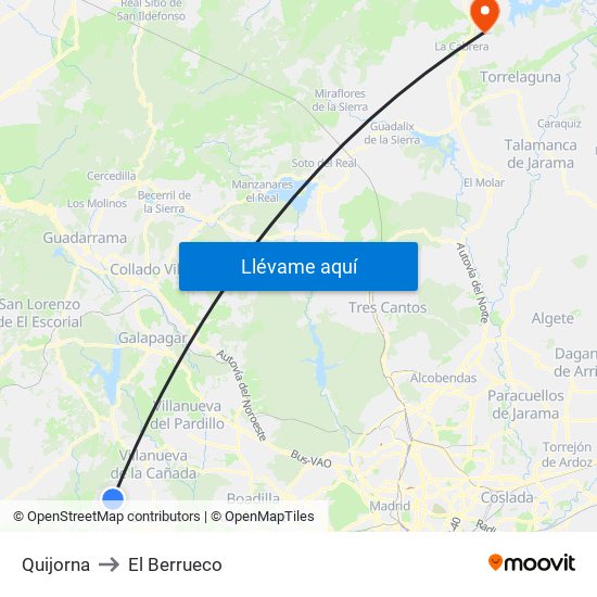 Quijorna to El Berrueco map
