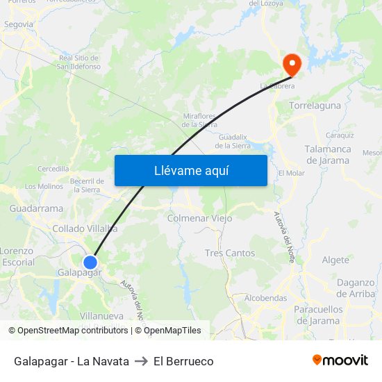 Galapagar - La Navata to El Berrueco map
