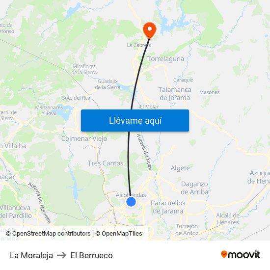 La Moraleja to El Berrueco map