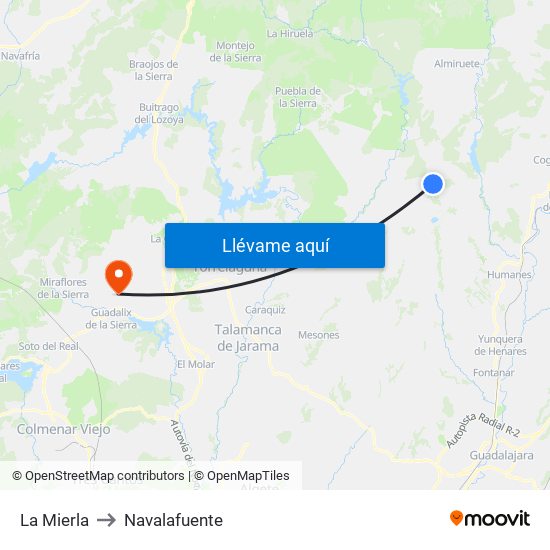 La Mierla to Navalafuente map