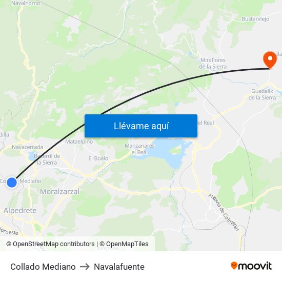 Collado Mediano to Navalafuente map
