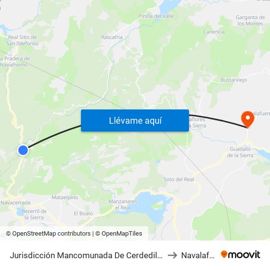 Jurisdicción Mancomunada De Cerdedilla Y Navacerrada to Navalafuente map