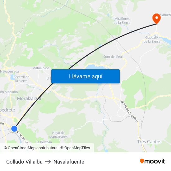 Collado Villalba to Navalafuente map