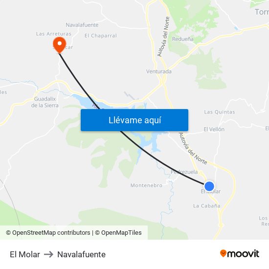 El Molar to Navalafuente map