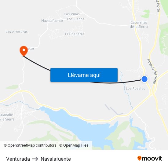 Venturada to Navalafuente map