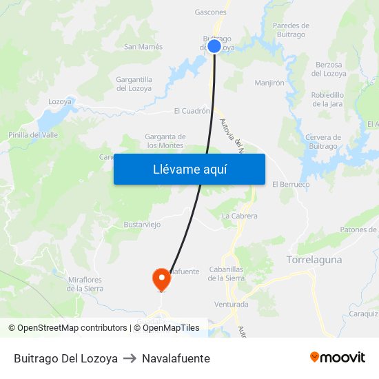 Buitrago Del Lozoya to Navalafuente map