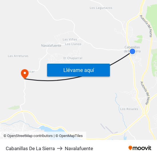 Cabanillas De La Sierra to Navalafuente map