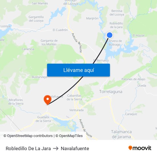 Robledillo De La Jara to Navalafuente map