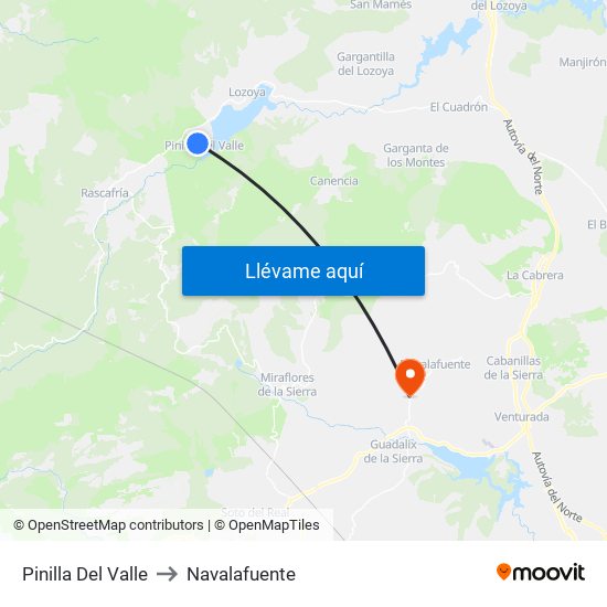 Pinilla Del Valle to Navalafuente map