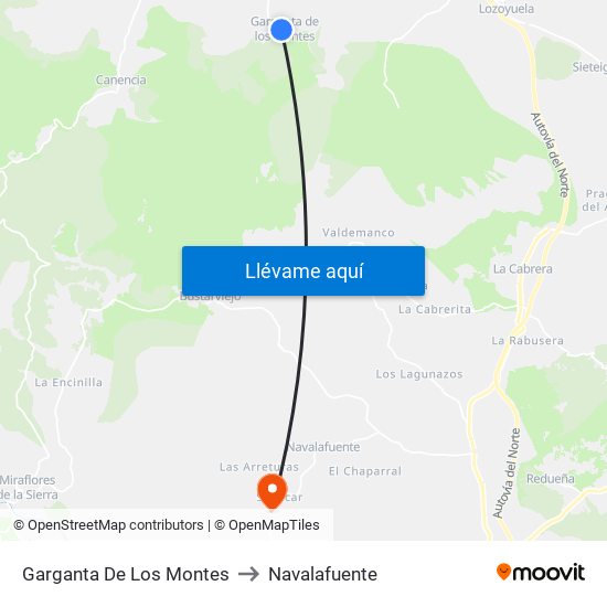 Garganta De Los Montes to Navalafuente map