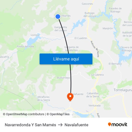Navarredonda Y San Mamés to Navalafuente map