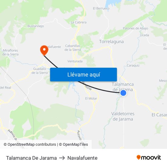 Talamanca De Jarama to Navalafuente map
