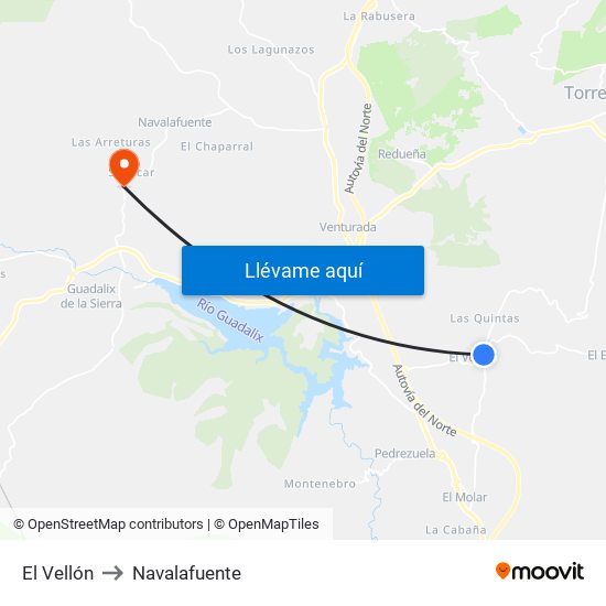 El Vellón to Navalafuente map