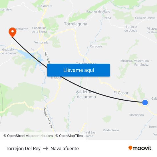 Torrejón Del Rey to Navalafuente map