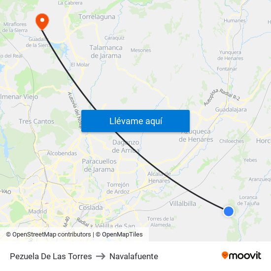 Pezuela De Las Torres to Navalafuente map