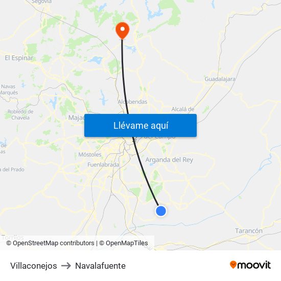 Villaconejos to Navalafuente map