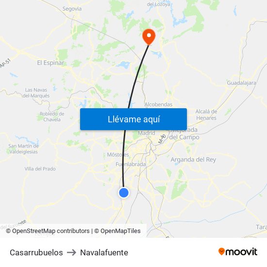 Casarrubuelos to Navalafuente map
