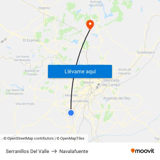 Serranillos Del Valle to Navalafuente map