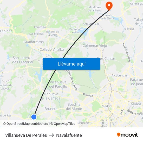 Villanueva De Perales to Navalafuente map