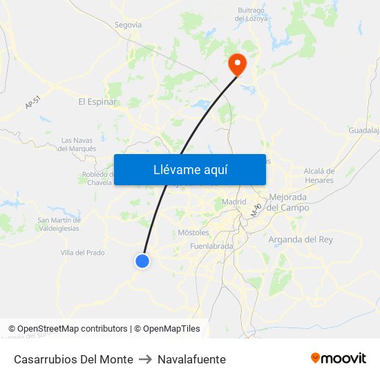 Casarrubios Del Monte to Navalafuente map