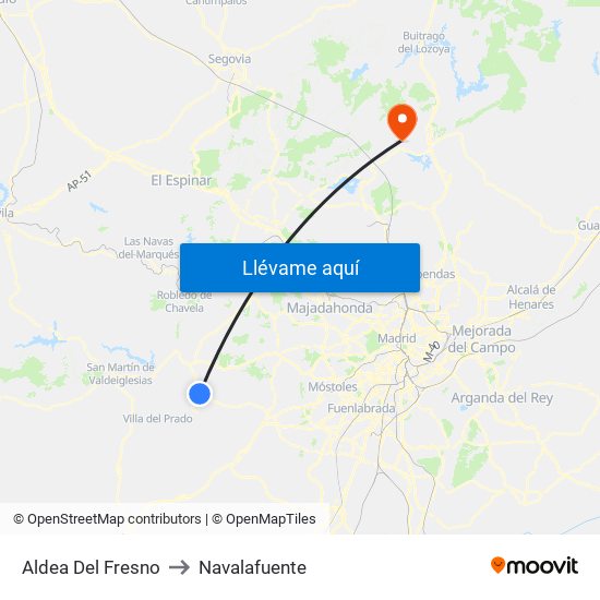 Aldea Del Fresno to Navalafuente map