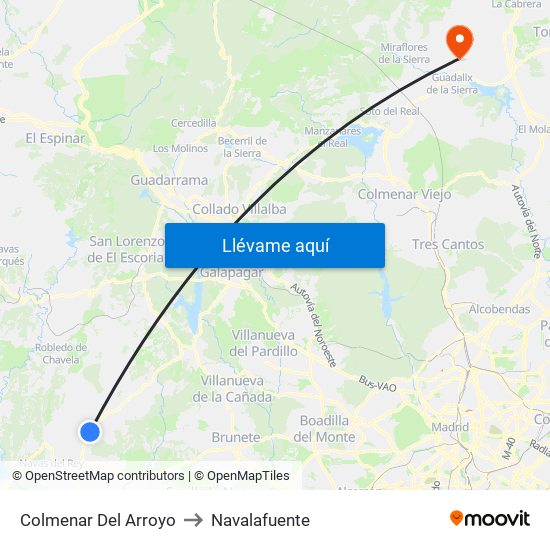 Colmenar Del Arroyo to Navalafuente map