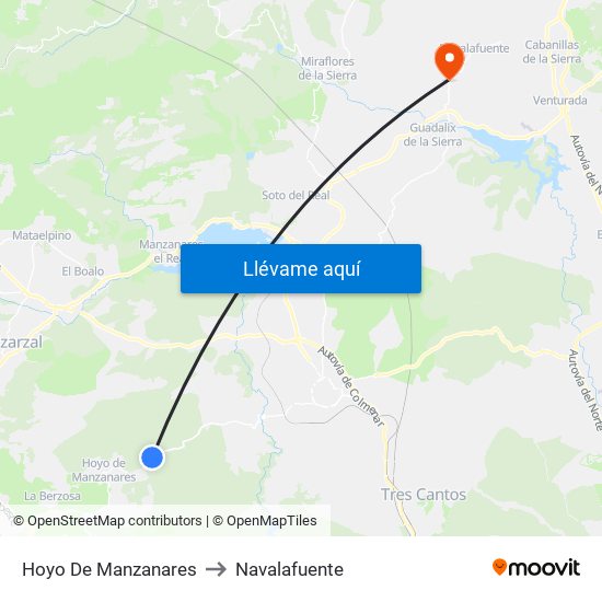 Hoyo De Manzanares to Navalafuente map
