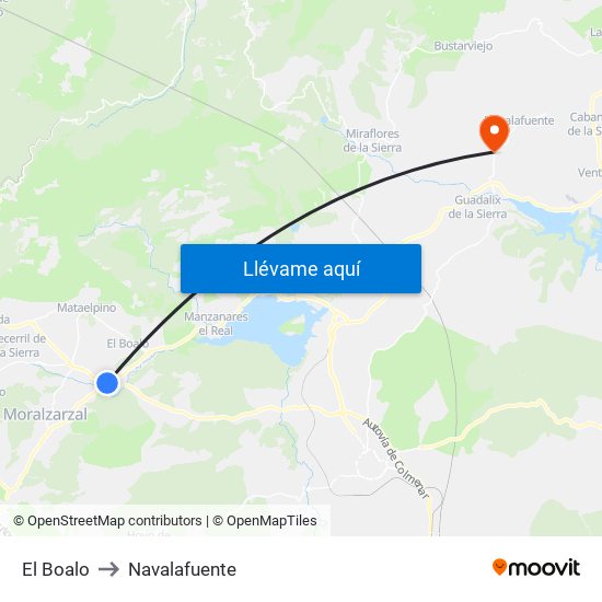 El Boalo to Navalafuente map