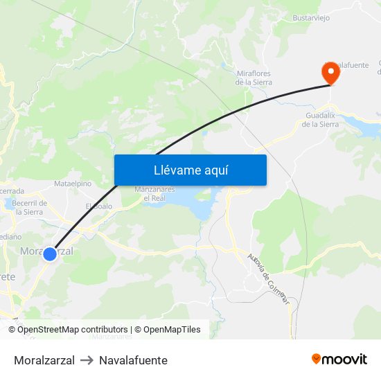 Moralzarzal to Navalafuente map