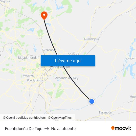 Fuentidueña De Tajo to Navalafuente map