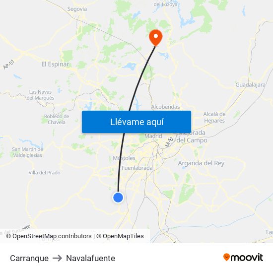Carranque to Navalafuente map