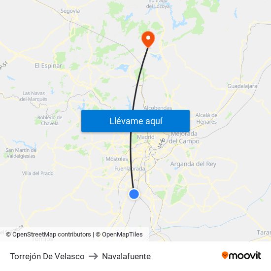 Torrejón De Velasco to Navalafuente map