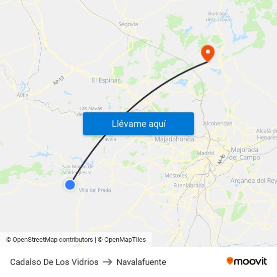 Cadalso De Los Vidrios to Navalafuente map