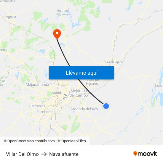 Villar Del Olmo to Navalafuente map