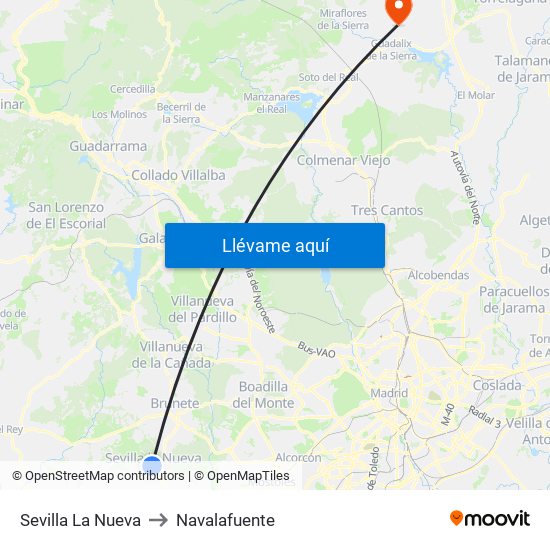 Sevilla La Nueva to Navalafuente map